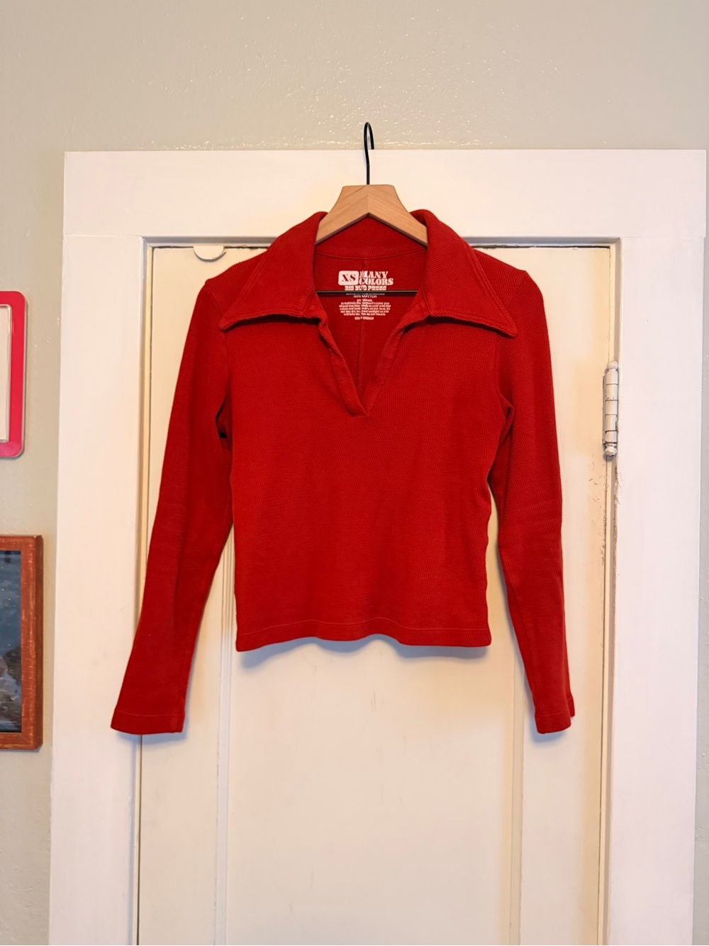 Big Bud Press Paprika Long-Sleeve Crop Polo, XS